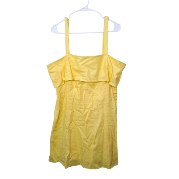 NEW Banana Republic Butter Yellow Linen Blend Sleeveless Summer Mini Dress Sz 14 - Picture 1 of 9